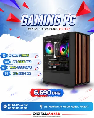 PC Gamer Ryzen 5 5600 + RX 6600 (Entrée de gamme)
